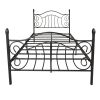 Metal bed frame platform mattress foundation with headboard and footboard, heavy duty and quick assembly, Full black