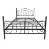 Metal bed frame platform mattress foundation with headboard and footboard, heavy duty and quick assembly, Full black