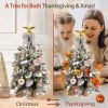 2ft Tabletop Christmas Tree with Light Artificial Small Mini Christmas Decoration with Flocked Snow;  Exquisite Decor & Xmas Ornaments for Table Top f