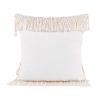 Boho Macrame Pillow Cover 18 x 18 Inches 2PCS Throw Pillowcase Hand Knit Cream Decorative Cushion Case with Tassel for Sofa Couch Chair Bed