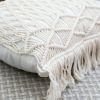 Boho Macrame Pillow Cover 18 x 18 Inches 2PCS Throw Pillowcase Hand Knit Cream Decorative Cushion Case with Tassel for Sofa Couch Chair Bed