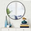 Modern Simple Thin Frame Wall-Mounted Vanity Round Mirror 23.6" x 23.6" for Bathroom, Vanity, Living Room, Bedroom, Entryway Wall Decor