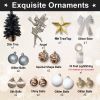 2ft Tabletop Christmas Tree with Light Artificial Small Mini Christmas Decoration with Flocked Snow;  Exquisite Decor & Xmas Ornaments for Table Top f