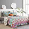 Cotton Quilt Set 3PCS Reversible Bedspread Lightweight Coverlet Set for Queen/Full Size Bed All Season Use