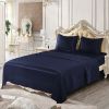 4 Pcs Smooth Satin Silk Sheet Set Deep Pocket Bed Sheet Wrinkle Fade Resistant