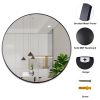 SDKOA Large Round Mirror 32 Inch with Black Aluminum Frame for Wall Decor, Bathroom Big Circle Mirror Modern Style Wall Hanging for Bedroom, Living Ro