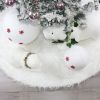 White Long Plush Christmas Tree Skirt Faux Fur Snowy Floor Mats Cover Xmas Decor