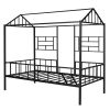 Metal House Bed Frame Twin Size with Slatted Support No Box Spring Needed