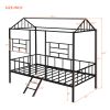 Metal House Bed Frame Twin Size with Slatted Support No Box Spring Needed