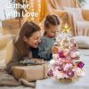 2ft Tabletop Christmas Tree with Light Artificial Small Mini Christmas Decoration with Flocked Snow;  Exquisite Decor & Xmas Ornaments for Table Top f