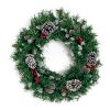 Pre-lit Artificial Christmas 4-Piece Set,Garland, Wreath and Set of 2 Entrance Trees