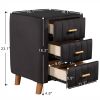 Bedroom Upholstery Nightstand with Three Drawers