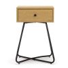 Modern Night Stand, End Table with Drawer, Cross Legs, Bedroom Furniture for Small Spaces, Living Room, Oak XH