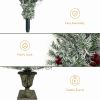 Pre-lit Artificial Christmas 4-Piece Set,Garland, Wreath and Set of 2 Entrance Trees