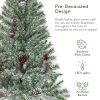 Pre-lit Artificial Christmas 4-Piece Set,Garland, Wreath and Set of 2 Entrance Trees