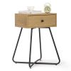 Modern Night Stand, End Table with Drawer, Cross Legs, Bedroom Furniture for Small Spaces, Living Room, Oak XH