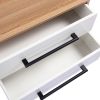 End Side Table Nightstand with Storage Drawers and Solid Wood Legs, 1PCS