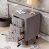 Bedroom Upholstery Nightstand with Three Drawers