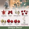 2ft Tabletop Christmas Tree with Light Artificial Small Mini Christmas Decoration with Flocked Snow;  Exquisite Decor & Xmas Ornaments for Table Top f