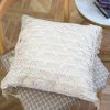 Boho Macrame Pillow Cover 18 x 18 Inches 2PCS Throw Pillowcase Hand Knit Cream Decorative Cushion Case with Tassel for Sofa Couch Chair Bed