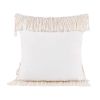 Boho Macrame Pillow Cover 18 x 18 Inches 2PCS Throw Pillowcase Hand Knit Cream Decorative Cushion Case with Tassel for Sofa Couch Chair Bed