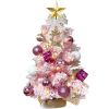 2ft Tabletop Christmas Tree with Light Artificial Small Mini Christmas Decoration with Flocked Snow;  Exquisite Decor & Xmas Ornaments for Table Top f