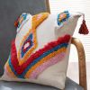 Boho Tufted Pillow Cover 18 x 18 Inches 2PCS Throw Pillowcase Handmade Colorful Decorative Cushion Case with Tassel for Sofa Couch Chair Bed