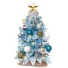 2ft Tabletop Christmas Tree with Light Artificial Small Mini Christmas Decoration with Flocked Snow;  Exquisite Decor & Xmas Ornaments for Table Top f