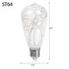 LED Globe Fairy Light Bulb,G80 E26 Warm White Edison Screw Night Lights, Flash Starry Decorative Copper Wire String Lights for Bedroom Living Room Fes