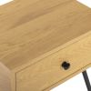 Modern Night Stand, End Table with Drawer, Cross Legs, Bedroom Furniture for Small Spaces, Living Room, Oak XH