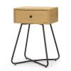 Modern Night Stand, End Table with Drawer, Cross Legs, Bedroom Furniture for Small Spaces, Living Room, Oak XH