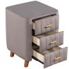 Bedroom Upholstery Nightstand with Three Drawers