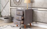 Bedroom Upholstery Nightstand with Three Drawers