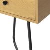 Modern Night Stand, End Table with Drawer, Cross Legs, Bedroom Furniture for Small Spaces, Living Room, Oak XH