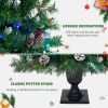 Pre-lit Artificial Christmas 4-Piece Set,Garland, Wreath and Set of 2 Entrance Trees