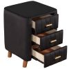 Bedroom Upholstery Nightstand with Three Drawers